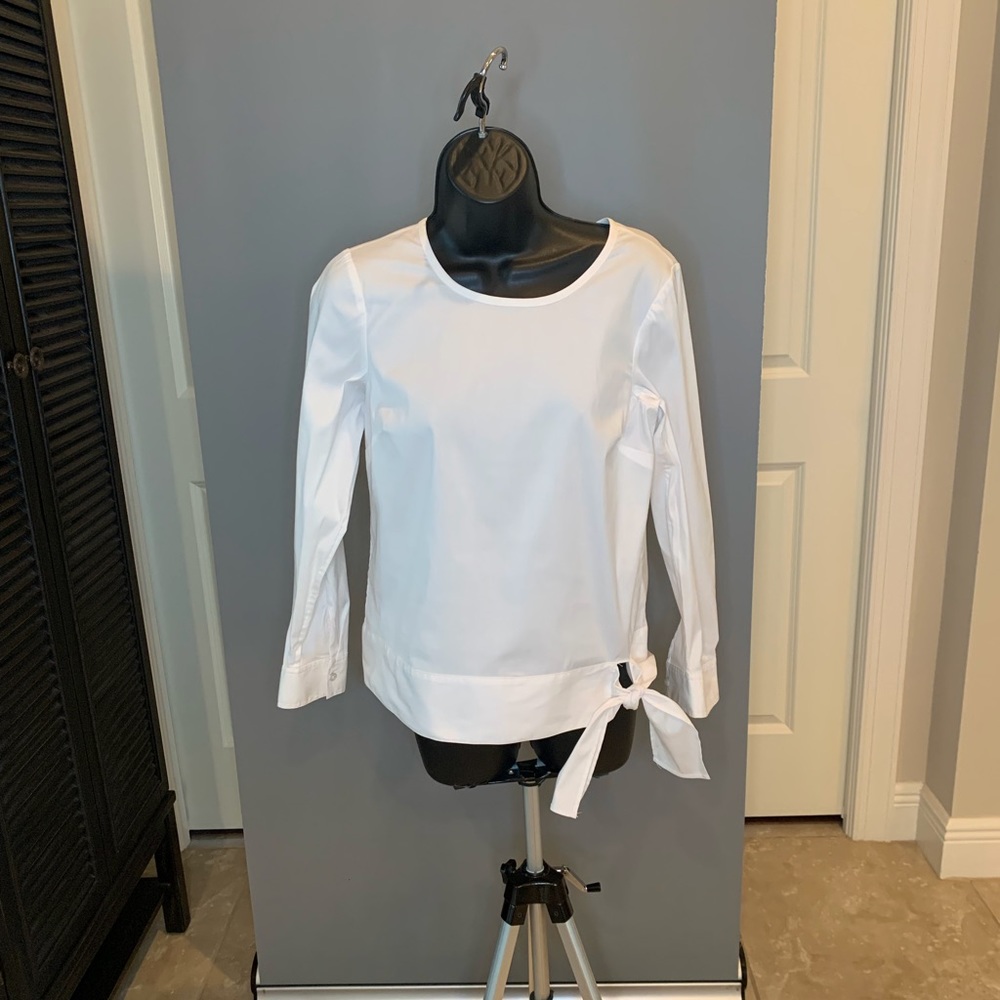 Crisp White Blouse with Band Waist